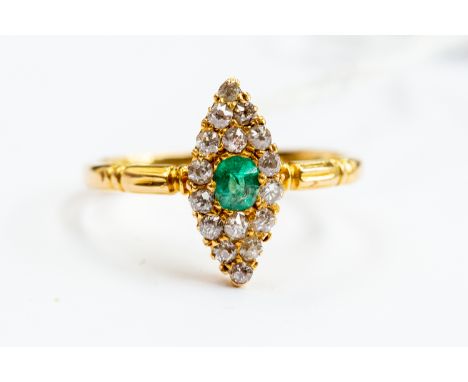 An Edwardian emerald and diamond ring, size L, total gross weight approx 2.8gms