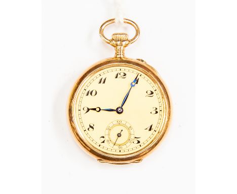IWC - International Watch Company, an early 20th Century lady's IWC 14kt gold fob watch, 2.5 cm circular dial with a subsidia