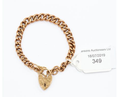 A 9ct gold link chain, with heart shaped locket, 12 grams approx
