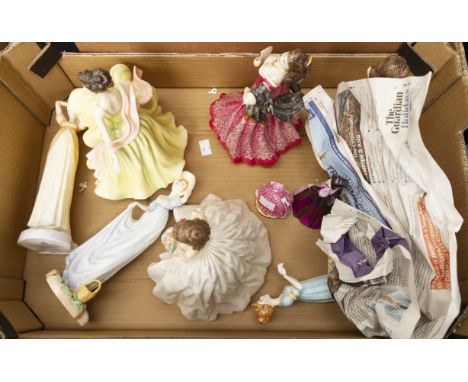 A collection of Royal Doulton, Royal Worcester and Coalport figures including; RD Spring Ball HN5467; Carmen HN3993; Kathryn 