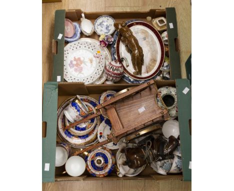 A Japanese china tea service; blue and gilt decoration; a Beswick style shire horse and wooden cart; together with further ch