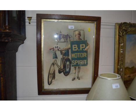 An early BP Motor Spirit advertising photograph contained in oak frame 