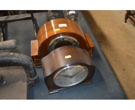 A Smiths oak cased mantel clock and an Art Deco walnut cased mantel clock