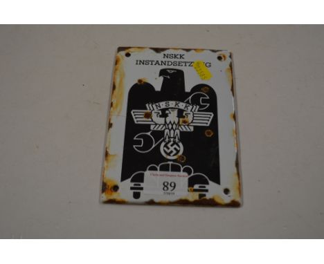 A German WW2 style enamel plaque