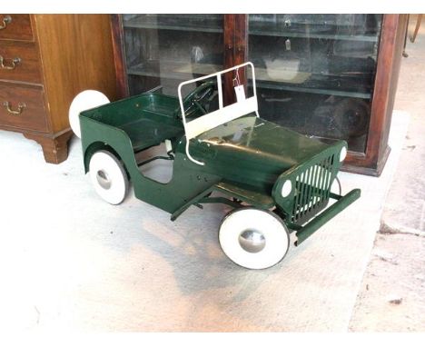 A vintage Child's peddle car, modeled as a Willis Jeep, L100cm