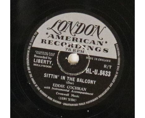 EDDIE COCHRAN - SITTIN' IN THE BALCONY (UK LONDON 78 HL-U 8433). A neat original UK 10" 78RPM recording of the classic 1957 c