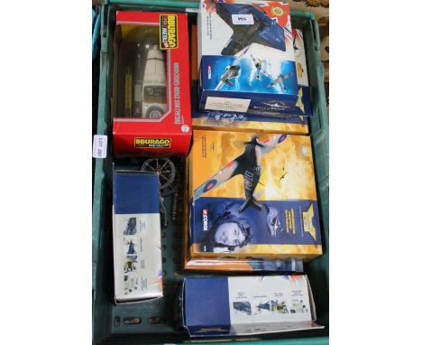 A Bigwood crate containing boxed collectable Corgi model aircraft