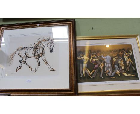 A signed limited edition print of a horse titled 'Majestic', by Mair, 66/150, together with a Robert Ollay signed limited edi