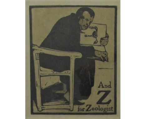 After William Nicholson (British 1872-1949) - Monochrome print/lithograph from the Alphabet Series - Z is for Zoologist, 28 x