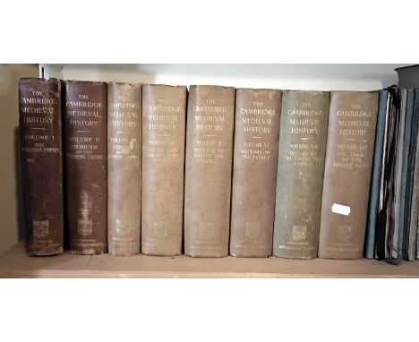 Eight volumes of The Cambridge Medieval History including maps I-VIII, published Cambridge University Press 1911, Winston S C