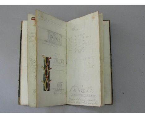 An interesting 19th century sketch/note book belonging to D R Hill, inscribed to interior of cover Rome May 14th 1831 contain