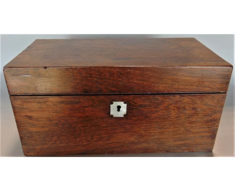 19th century rosewood tea caddy, the hinged lid enclosing two further rosewood hinged lid boxes and blank recess, 30.5cm long