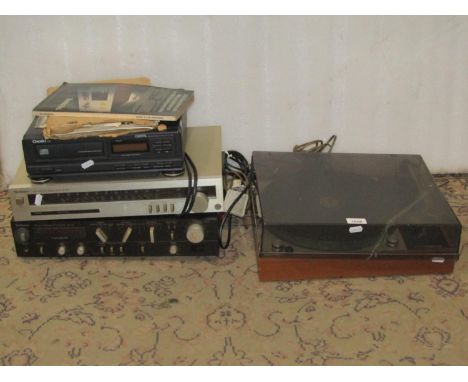 A Thorens TD150 MkII record player together with further hifi equipment, Technics Stereo Tuner, Z11L, further Technics Stereo