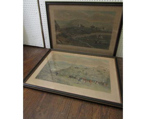 W P Hodges (British 19th century School), hare hunting, plates 1 and 2, coloured engravings on paper, published 1836 by Thoma