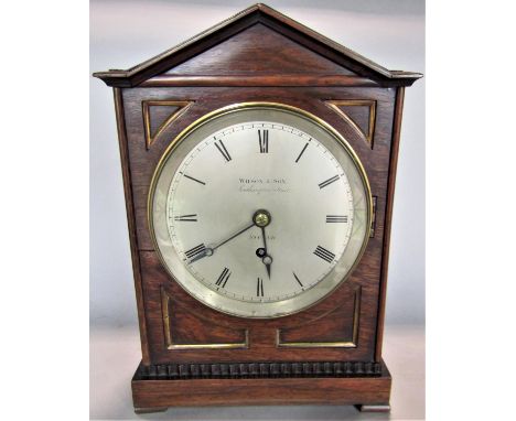 Good Regency rosewood bracket clock by Wilson &amp; Son of Southampton Street, Strand, London, silvered dial with engraved Ro