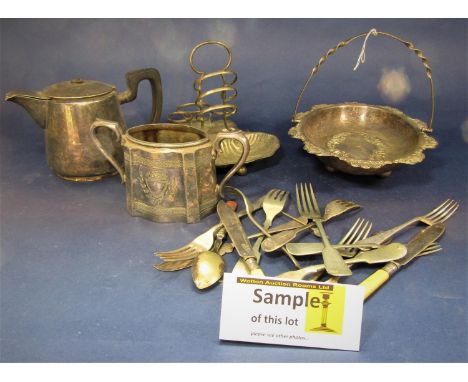 A large collection of silver plated flatware together with various other teawares 