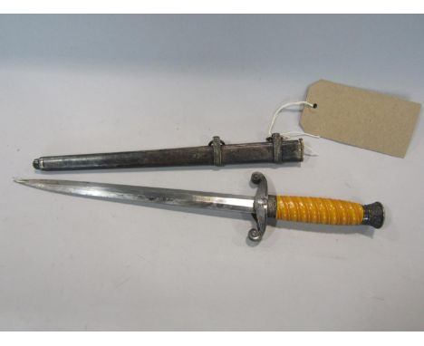 German third Reich dress sword/dagger with wrythen fluted bone handle and darted decoration, twin eagle to the hilt, with pos