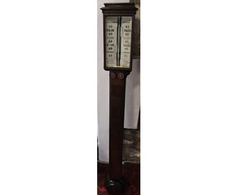 Hill &amp; Price of Bristol oak stick barometer thermometer, 91 cm high (AF) 