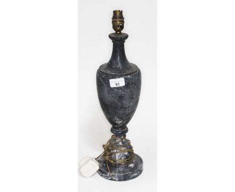 A marble lamp base of urn form, height 46cm.  