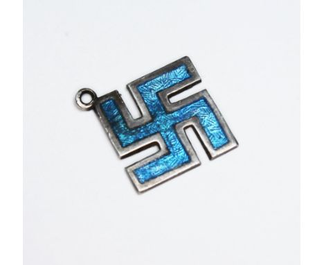 A Charles Horner hallmarked and enamel swastica pendant.  