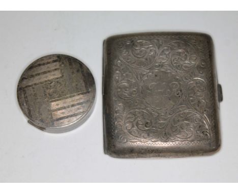 A silver compact and a silver cigarette case.