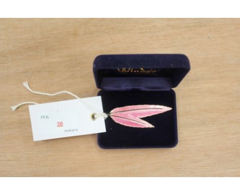 Sterling silver enamel leaf brooch