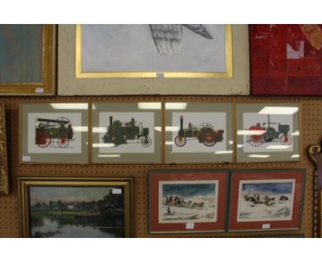 Set of 4 steam engine prints
