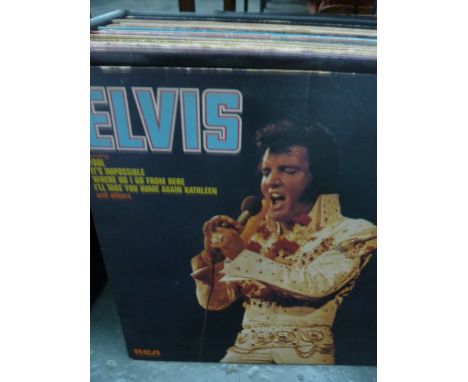 Part 1 of an Elvis Presley vinyl record collection in vinyl record box to include: Elvis as Recorded at Madison Square Garden