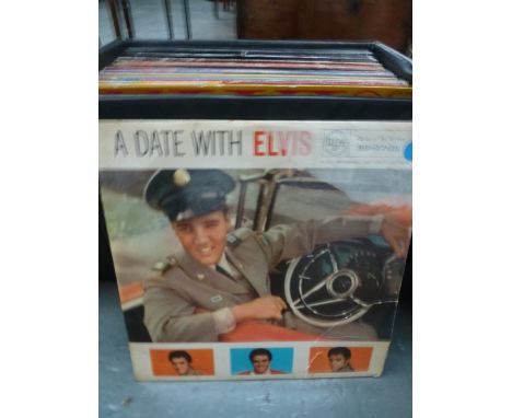 Part 3 of an Elvis Presley vinyl record collection in vinyl record box to include: Elvis Forever, RCA PJL2-8024; One Night Wi