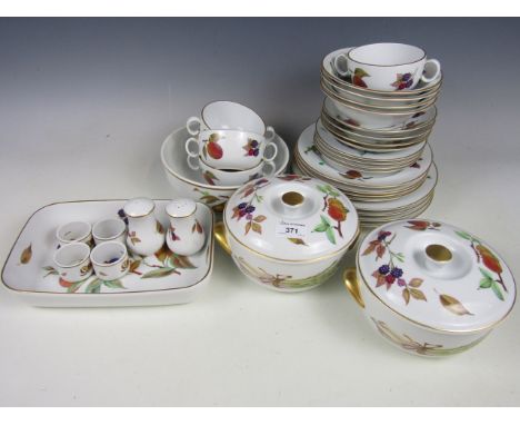 A quantity of Royal Worcester Evesham ware including a pair of tureens and soup bowls etc
