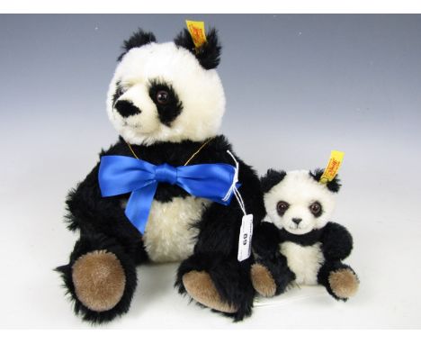 A Steiff Panda 'Cha Cha', model No. 428, exclusively made for Danbury Mint, with baby panda, in original box