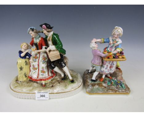 A Meissen and one other porcelain figure group