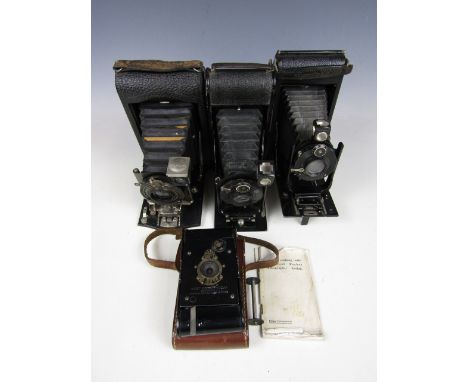 A No. 3 autographic Kodak model camera together with a Kodak vest pocket, an Icarette 503 folding camera and a Contessa Nette