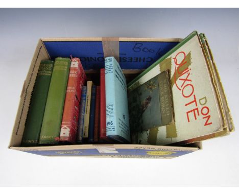 A quantity of vintage children's books including Just so Stories by Rudyard Kipling, Don Quixote and Robinsoe Crusoe by Hache