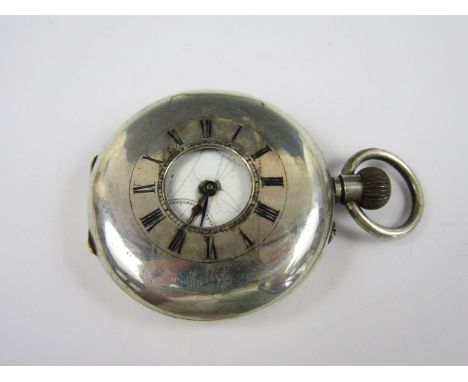 A late Victorian silver cased half hunter pocket watch (a/f)