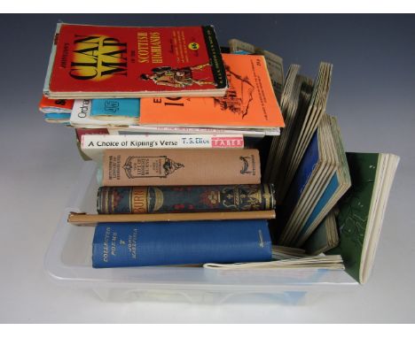 Early 20th century poetry books including Robert Burns together with Scottish dance card books, vintage maps and Scottish dan
