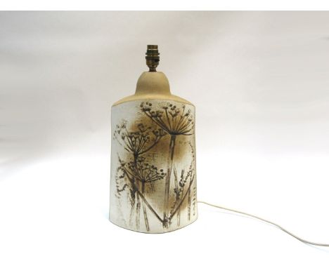 A Tremaen Pottery of Cornwall large studio pottery lamp base, 44cm high including fitting 