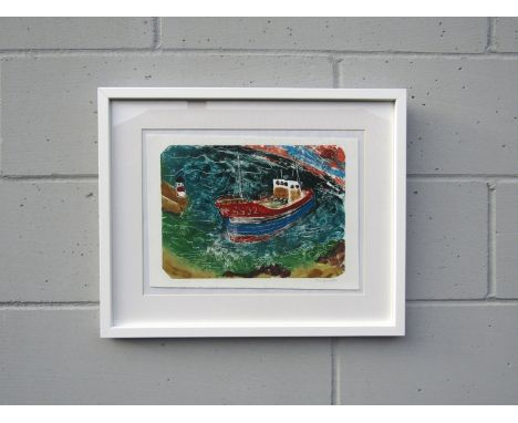 IAN DUNLOP (Contemporary Cornish artist) A framed limited edition print "Trawler", signed dated 2004 and numbered 33 verso, i