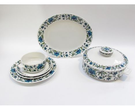 A Midwinter Spanish Garden dinner service comprising six each of medium dinner plates, soup bowls and saucers, sideplates, pl