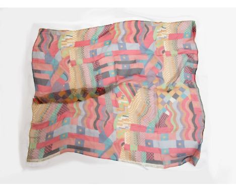 A Liberty of London scarf with Bauhaus design. Approx 86cm x 95cm