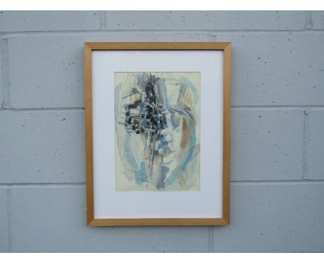 BIRGIT SKIOLD (1923 - 1982) Abstract in Blue II, oil on paper, provenance: TW Gaze studio sale born in Sweden but working in 