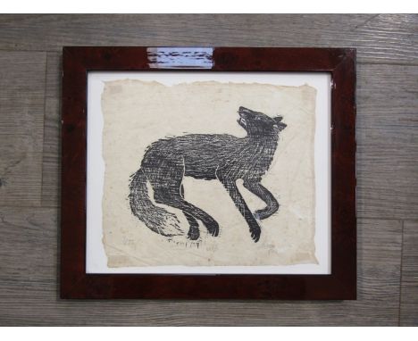 PETER FOX (b.1952) A framed limited edition print titled "Wolf", signed and numbered 7 from an edition of 75, paper size 23cm