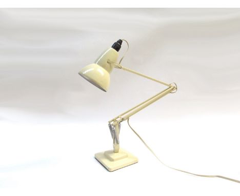 A Herbert Terry angle poise desk lamp in cream, adjustable single spot 