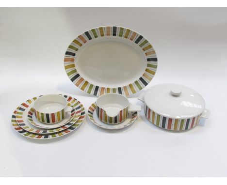 A Midwinter Mexicana pattern dinner service, six place setting, designed by Jessie Tait, 1966. 