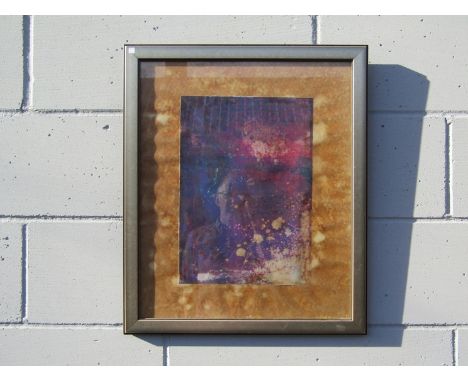 JENNY ROSE (XX) A framed and glazed screen print of cosmic scene mounted on marbled paper. Signed bottom right in pencil. Fra