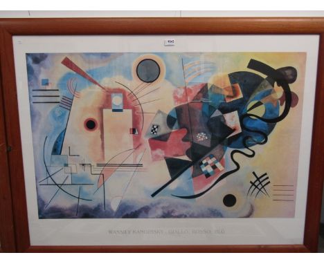 A framed and glazed print after Wassily Kandinsky - Giallo, Rosso, Blu. Image 70cm x 110cm
