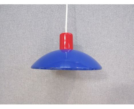 A Danish 'Horn' blue and red ceiling light 