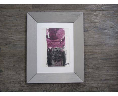 ROBIN WELCH (1936-2019) A framed original abstract painting, artists initials RW stamp to bottom right, 17cm x 12cm 