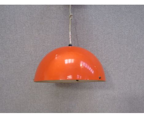 A Danish two tiered orange metal ceiling pendant light