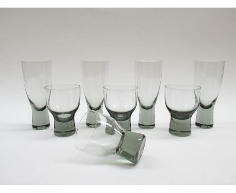 A set of four Holmegaard "Canada" grey range cocktail glasses by Per Lutken, 9cm tall, plus four grey 14cm glasses (8)